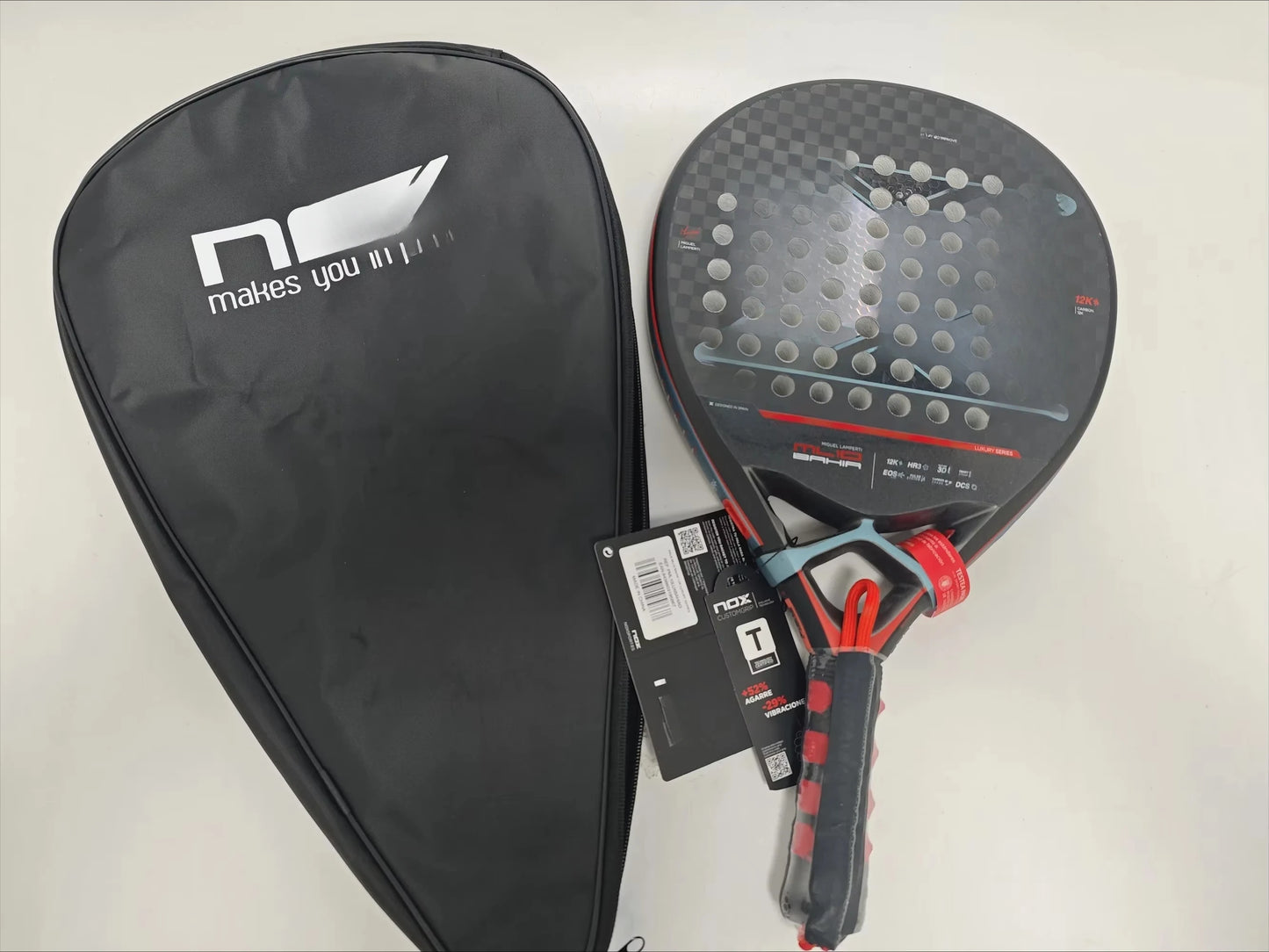 Padel Tennis Racket, 3K Carbon Fiber, Eva Soft Memory Shape, Rough Surface, High Balance Padel Paddle without Bag